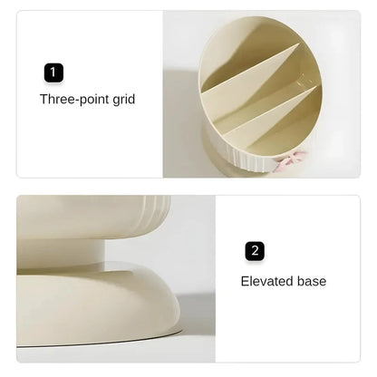 Makeup Brush Organizer with 3 Slots Cosmetic Storage Bucket with Cute Accessory Makeup Organizer Countertop for Vanity Good Vibrations