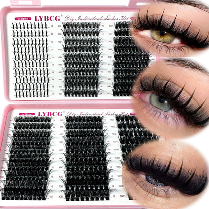 Spikes Lash Individuals Volume Eyelash Clusters D-Curly Lash Clusters Kit 10-20MM DIY Eyelash Extensions,6 Styles Lash Clusters Good Vibrations