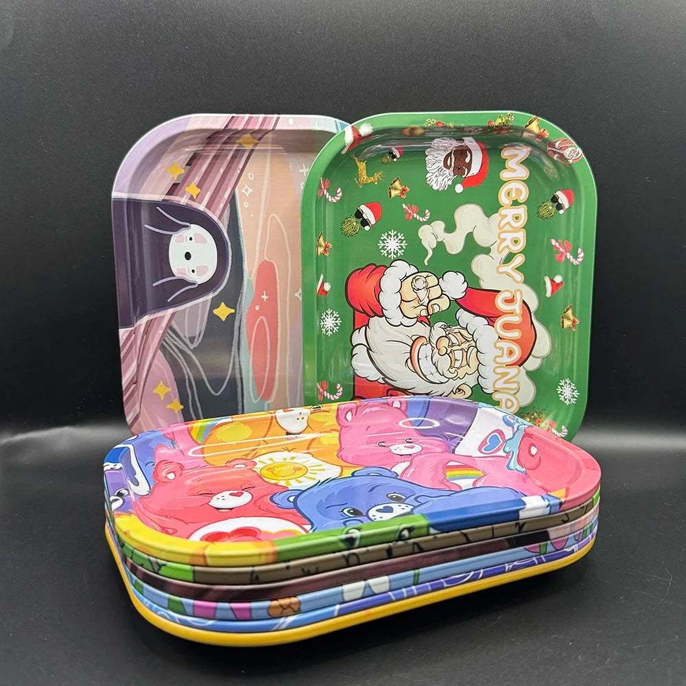 Rolling Tray Smoking Grinder Accessories Cigar Hand Roll Tinplate Tray Ashtray Home Party Gifts for Men Women Good Vibrations Adult Super Store