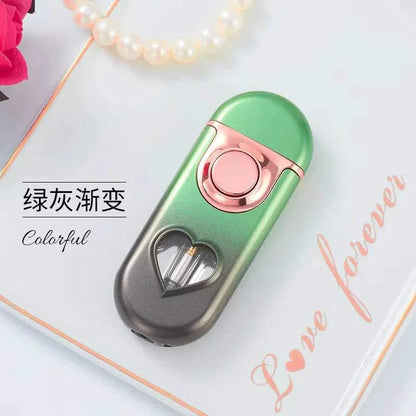 Metal Love Double Flame Butane Gas Lighter Creative LED Blue Light Transparent Gas Window Grinding Wheel Ignition Cigar Lighters Good Vibrations Adult Super Store