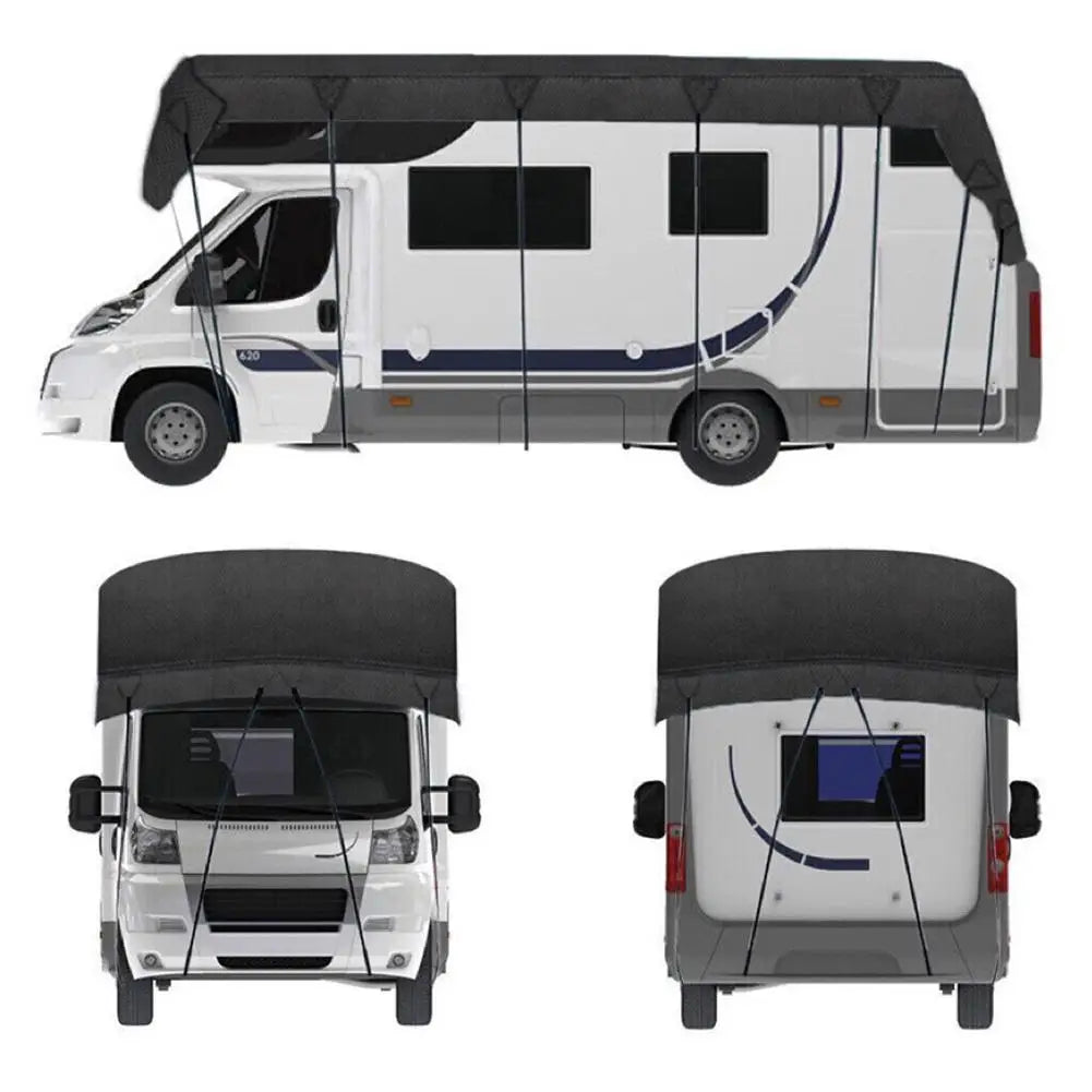 210D Oxford Cloth RV Roof Protective Cover Black Foldable RV Resistant Sunscreen RV Waterproof Roof Tear Supplies Cover S5M5 Good Vibrations