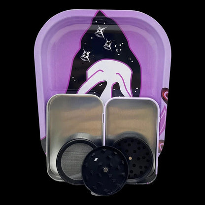 5 Packs Tobacco Metal Rolling Tray Kit 50mm Grass Grinder Crusher Smoke Herbal Set 115mm Plastic Cigar Storage Tube Container Good Vibrations Adult Super Store