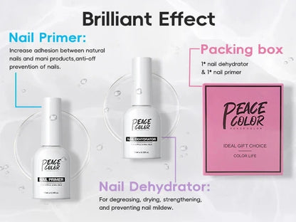 Peacecolor 10ML Nail Dehydrator & Primer and Nail Tools, Fast Dry Non Acid Primer for Gel Polish, Ideal Gift Choice Good Vibrations