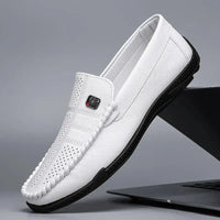 Fashion Leather Men Casual Shoes Slip on Italian Formal Loafers Luxury Brand Comfortable Men Soft Male Driving Shoes Moccasins Good Vibrations