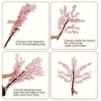 Artificial Cherry Trees Indoor Decor: Handmade Natural Fake Cherry Blossom Pink Tree Outdoor For Party Wedding Christmas Good Vibrations