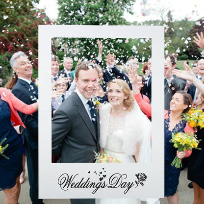 Just Married Photo Booth Frame Props Banner Wedding Decoration Mr Mrs Photobooth Props Latex Balloons Hen Party Bride Groom Good Vibrations