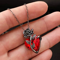 Gothic Rose Red Love Necklace Women's Y2K Jewelry Silver Color Tonebloody Human Heart Pendant Jewelry Personalized Gifts Good Vibrations Adult Super Store