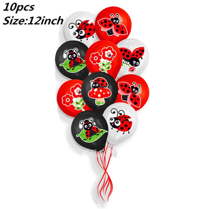 Cartoon Ladybug Theme Birthday Supplies Tablecloth Paper Plate Cup Banner Balloon Party Decoration Set Baby Shower Decoration Good Vibrations