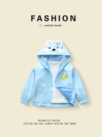 Cute Teddy Bear - Designed Hooded Outerwear for 3 - 10 - Year - Old Girls in Spring - Autumn Good Vibrations