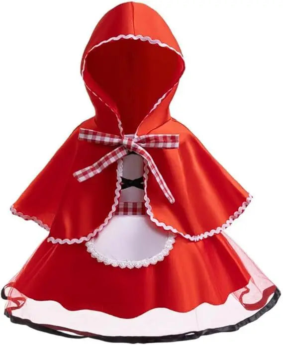 Cute Toddler Little Red Riding Hood Costume with Cape Halloween Princess Dress Up Outfit Toddler Girl Clothes Good Vibrations