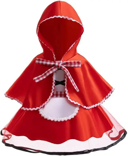 Cute Toddler Little Red Riding Hood Costume with Cape Halloween Princess Dress Up Outfit Toddler Girl Clothes Good Vibrations