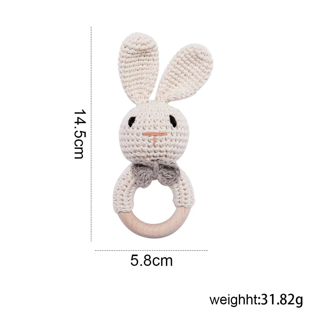 Baby Crochet Rattle Wooden Teether Toy BPA Free Wood Rodent Rabbit Rattle Baby Mobile Play Gym Newborn Educational Music Toys Good Vibrations