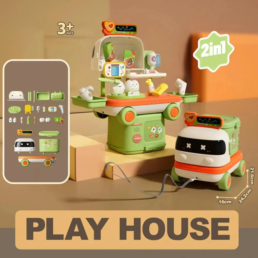 Kids House Play Kitchen Toys Makeup Medical DIY Simulation Cooking Food Tableware Role Play Kitchen Toddler Girl Baby Xmas Gift Good Vibrations