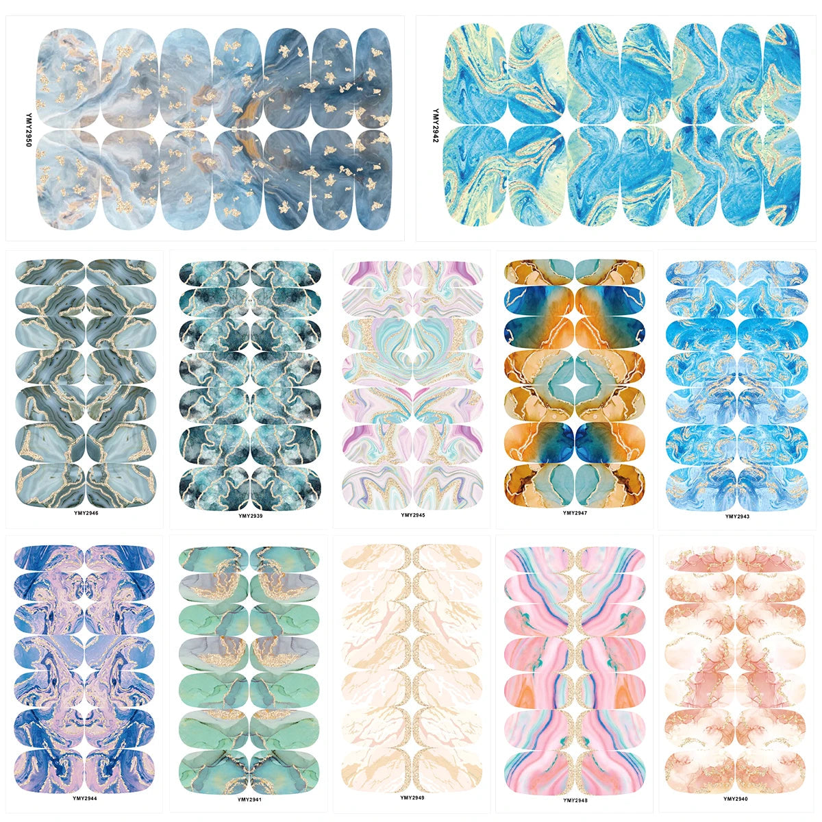 10 Sheets Beautifully Nail Stickers Self-Adhesive Lasting Nail Polish Stickers DIY Nail Art Decals Colorful Nail Accessories Good Vibrations