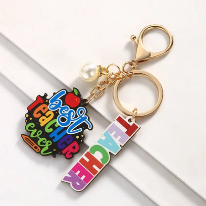 Teachers Day Gift Keychain Graduation Decorations 2025 Bus Book Wood Pendant Bag Charms Tassel Key Chains for Best Friends Gifts Good Vibrations
