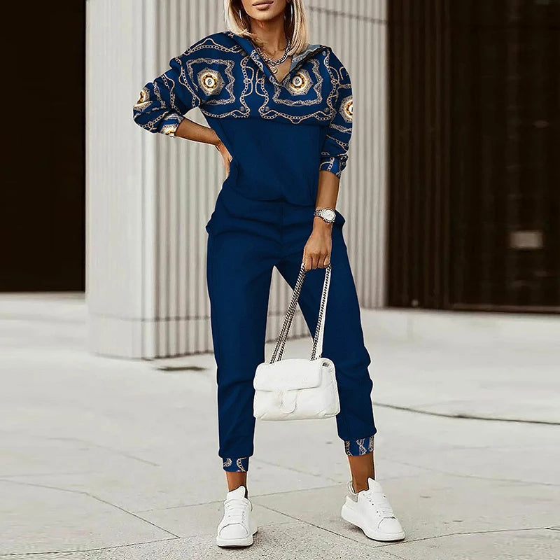 New Fashion Women Plaid Print Splicing Zipper Front Hooded Top & Pants Set Two Pieces Suit Flare Pants Outwear Autumn Outfits Good Vibrations