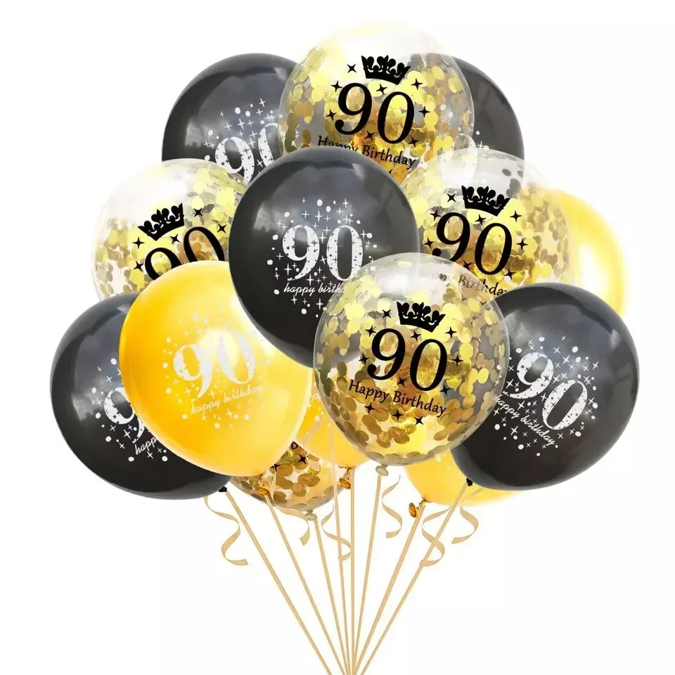 15pcs 18th Happy Birthday Balloon Decor 12 Inch Confetti Latex Balloons for 18 20 30 70 Years Old Birthday Celebrate Decoration Good Vibrations