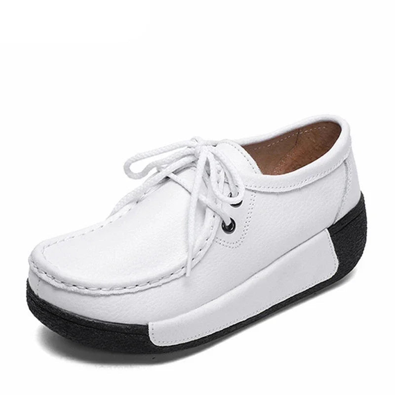 BEYARNENew Winter Shoes Genuine Leather Womens Flat Platform Shoes Casual Womens Loafers Plush Womens Slip-on Sneakers for Women Good Vibrations