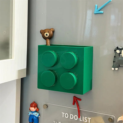 Magnetic Storage Box Building Blocks Storage Rack  Kitchen No-Drill Refrigerator Magnet Storage Box Wall-mounted Container Good Vibrations