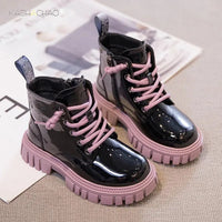 Children's Boots Boys Girls Single Boots Solid Color England Style Children Boy Girls Shoes Kids Fashion Shiny Small Short Boots Good Vibrations