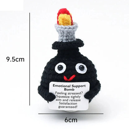 Positive Energy Pocket Hug Crochet Doll, Mini Handmade Knitted Plush Potato Turtle Vegetable Duck Funny Support Gift with Card Good Vibrations