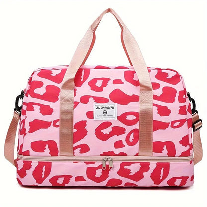 Large Capacity Nylon Travel Duffle Bag with Animal Print, Sports Gym Storage Bag, Portable Women'S Weekender Overnight Bag Good Vibrations