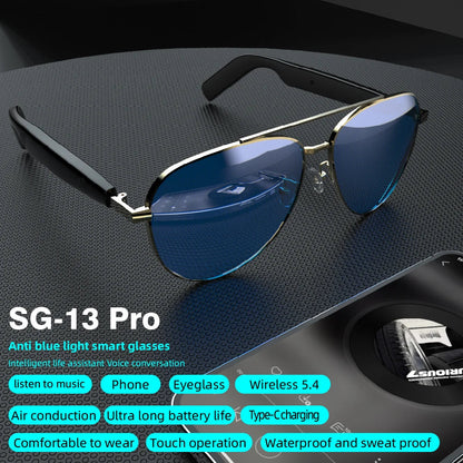 SG-13 Smart glasses, Bluetooth earphones, clear vision | UV resistant touch function | Versatile facial features Good Vibrations