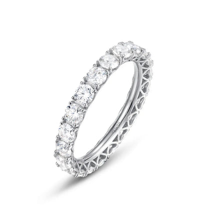 ALLNOEL 2mm Full Eternity Moissanite Wedding Band 925 Sterling Silver D Color VVS1 Stackable Ring For Women Fine Jewelry Good Vibrations
