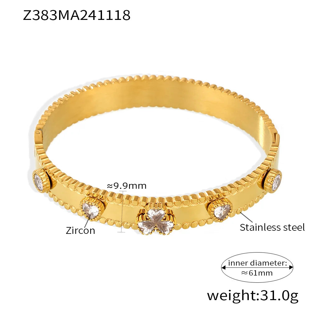 Women's Bracelet Gear Buckle Inlaid with Love Zircon Stainless Steel Fashion Versatile Jewelry Accessories Good Vibrations