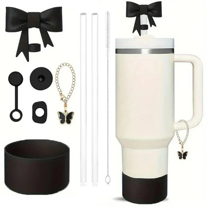 9pcs Accessories Set for Stanley Cup 30oz/40oz Spill Proof Stopper Flowers Straw Cover Silicone Boot Charm Butterfly Chain Good Vibrations Adult Super Store