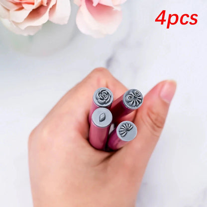 Nail Art Flower Stamp Pens Set 4/6/10pcs DIY Graffiti Nail Stamper Kit Handicraft Pink Stamping Pen Nail Dotting Tools 12cm Good Vibrations