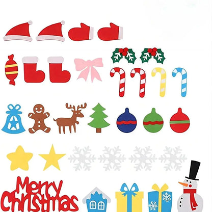 Felt Christmas Tree with Ornaments DIY Cristmas Ornament Xmas Navidad Gifts Santa Claus New Year Door Wall Hanging Decorations Good Vibrations