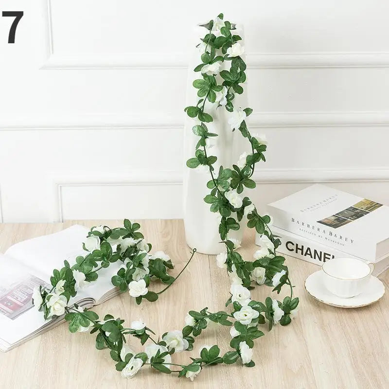 250CM Rose Artificial Flowers Christmas Garland for Wedding Home Room Decoration Spring Autumn Garden Arch DIY Fake Plant Vine Good Vibrations