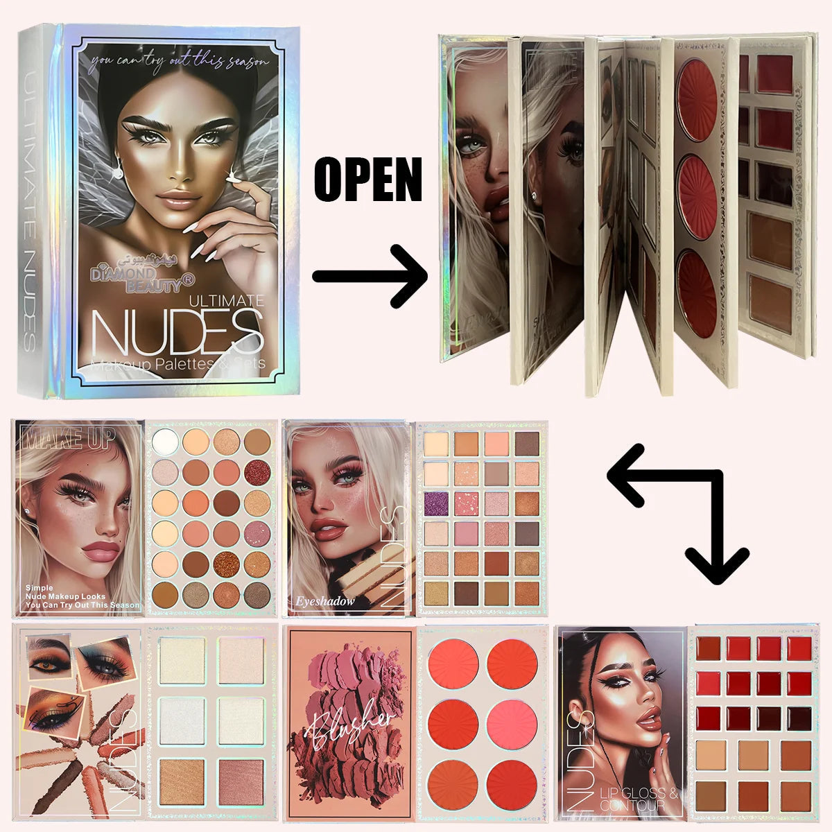 78 Colors of Eye Shadow, Blush and Lip Gloss All-in-One Makeup Palette with Rich Colors, Fine Powder and Easy to Apply Good Vibrations