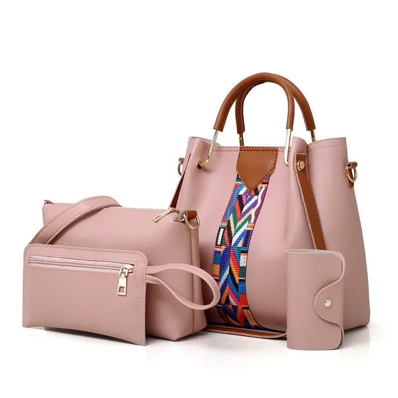 4 Pcs Luxury Handbag Large Capacity Tote Bag Women's Bag Fashion Shoulder Bag,Wallet,Card Case Good Vibrations Adult Super Store