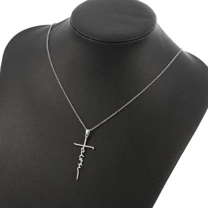 Necklace for Women European and American Fashion Cross Pendant Faith Inspiration Necklace Accessories Good Vibrations