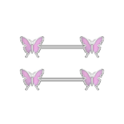 A Pair Cute Heart Dangled Nipple Piercings Barbell for Women Pink Color Moon Butterfly Shaped Sexy Nipple Rings Shield Bar Sets Good Vibrations Adult Super Store