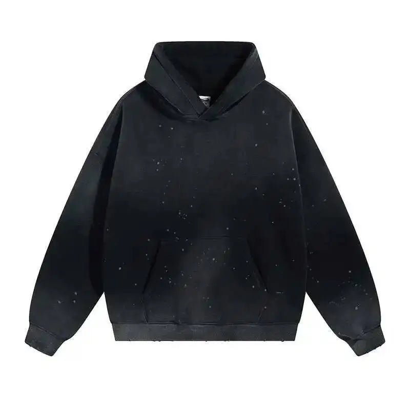 IEFB Spring New Trendy Sets Washed Sweatshirt Sweatpants Splash-ink Spray Dye Velvet Hoodies Autumn Male Wear Menwear 9W125 Good Vibrations