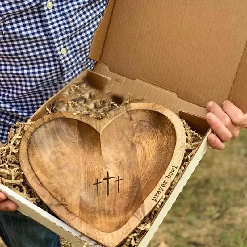 Wooden Religious Christian Congregation Gift Prayer Bowl Gratitude Heart Prayer Bowl Christian Gifts Wood Prayer Dough Bowl Gift Good Vibrations