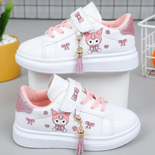 2025 Children's Little White Shoes Girls' Student Flat Bottom Casual Sports Shoes Low Top Spring Korean Plate Shoes Good Vibrations