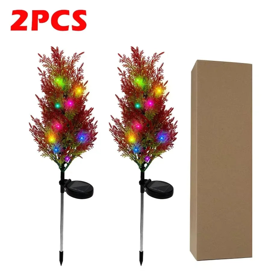 2025 Hot Outdoor Decoration Christmas Tree Light Solar Charging Simulation Pine Tree 20 LED Lawn Light Garden Decoration Light Good Vibrations