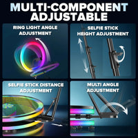 360 Photo Booth 39.4" with RGB Ring Light 360 Photobooth with App Control 360 Rotating Photo Booth Machine for Parties Events Good Vibrations