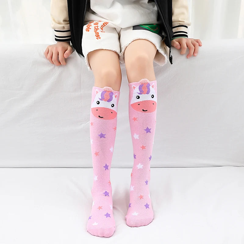 toddler child high knee Socks Three-dimensional cute Cartoon fox cat unicorn Cotton Over knee kids baby girls Sock Spring Autumn Good Vibrations