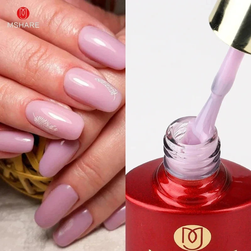 MSHARE Blush Pink Shade Color Rubber Base Gel Polish Nail Camouflage Nails Gel 10ml Good Vibrations