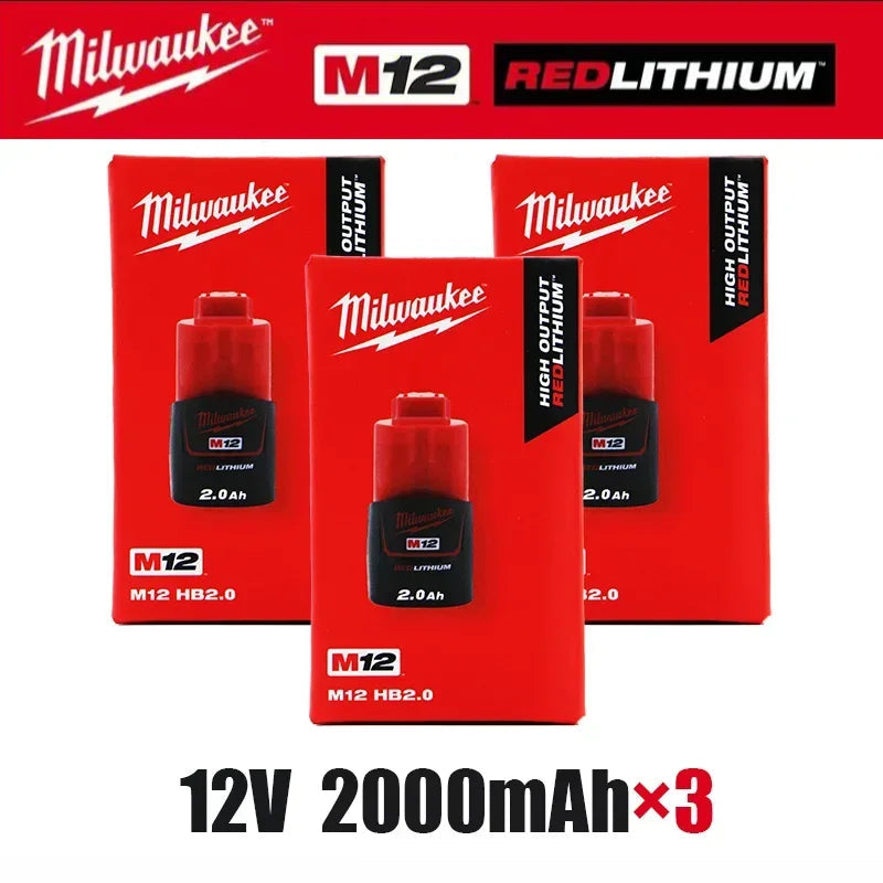 Milwaukee 12V Battery, Comes with Packaging Color Box  12V Battery M12B6 6000mAh  Rechargeable tool battery M12 Hot Promotion Good Vibrations