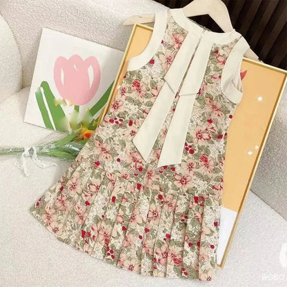 Bear Leader Rose Pink Plaid Bow Dress Elegant Lolita Child Big Girls Midi Dress Children Dresses Teens Party Princess Sundress Good Vibrations