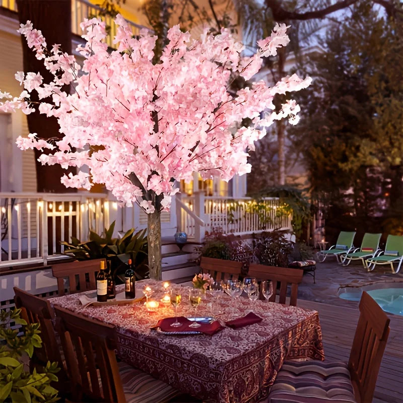 Artificial Cherry Trees Indoor Decor: Handmade Natural Fake Cherry Blossom Pink Tree Outdoor For Party Wedding Christmas Good Vibrations