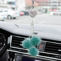Fashion Diamond Car Accessorie Bling Hairball Pendant Auto Rearview Mirror Pendant Birthday Gift Auto Decoraction Ornaments Good Vibrations