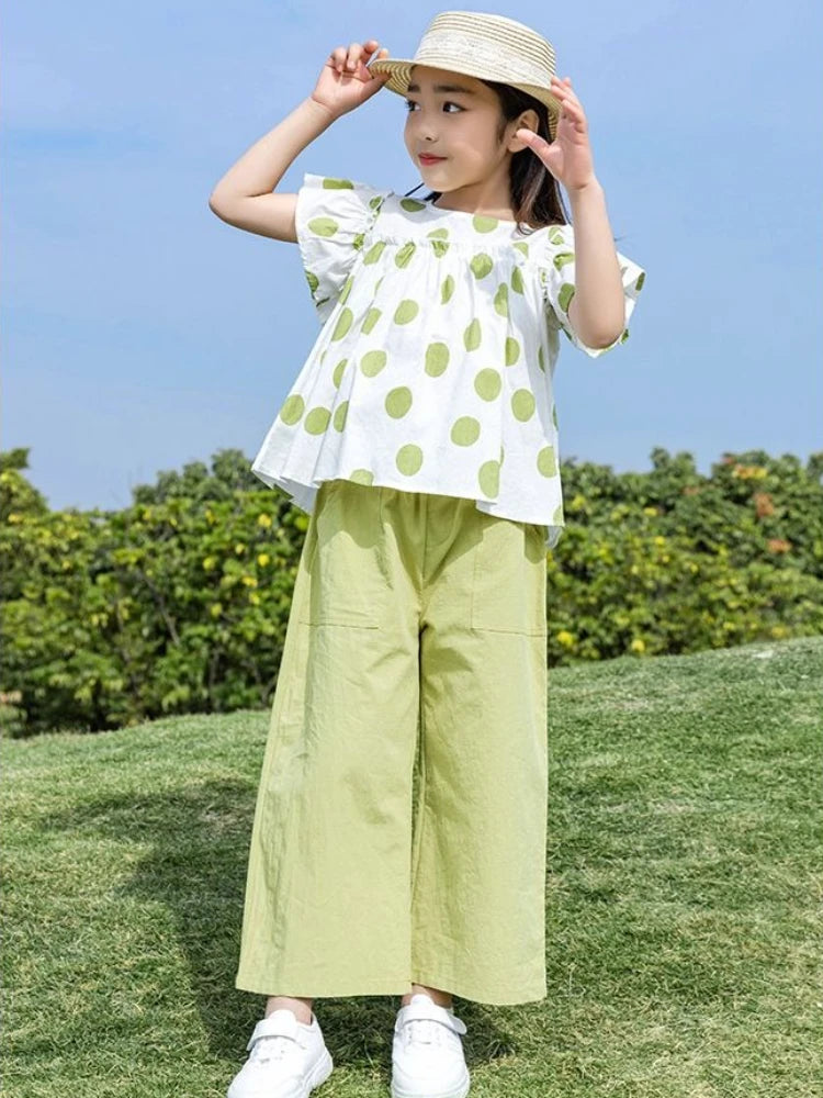 Children's Clothing 7 To 12 Years Child Summer Set 4 Girl Clothes Sets Kids Girls Teenagers T-shirt 10 Old Top Bottom 8 14 Year Good Vibrations