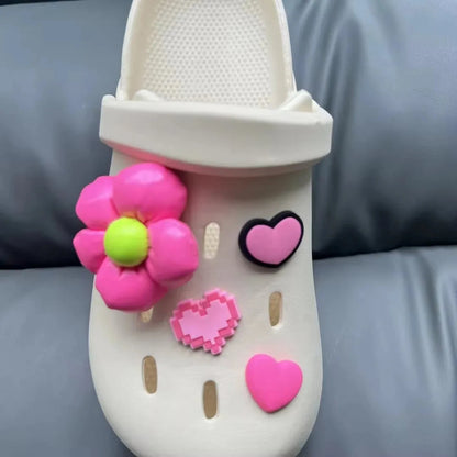 New Rose Red Leather Flower Love Set Charm Shoe Accessories Women's DIY Wristband Buckle Fashion Clogs Shoe Buckle Good Vibrations